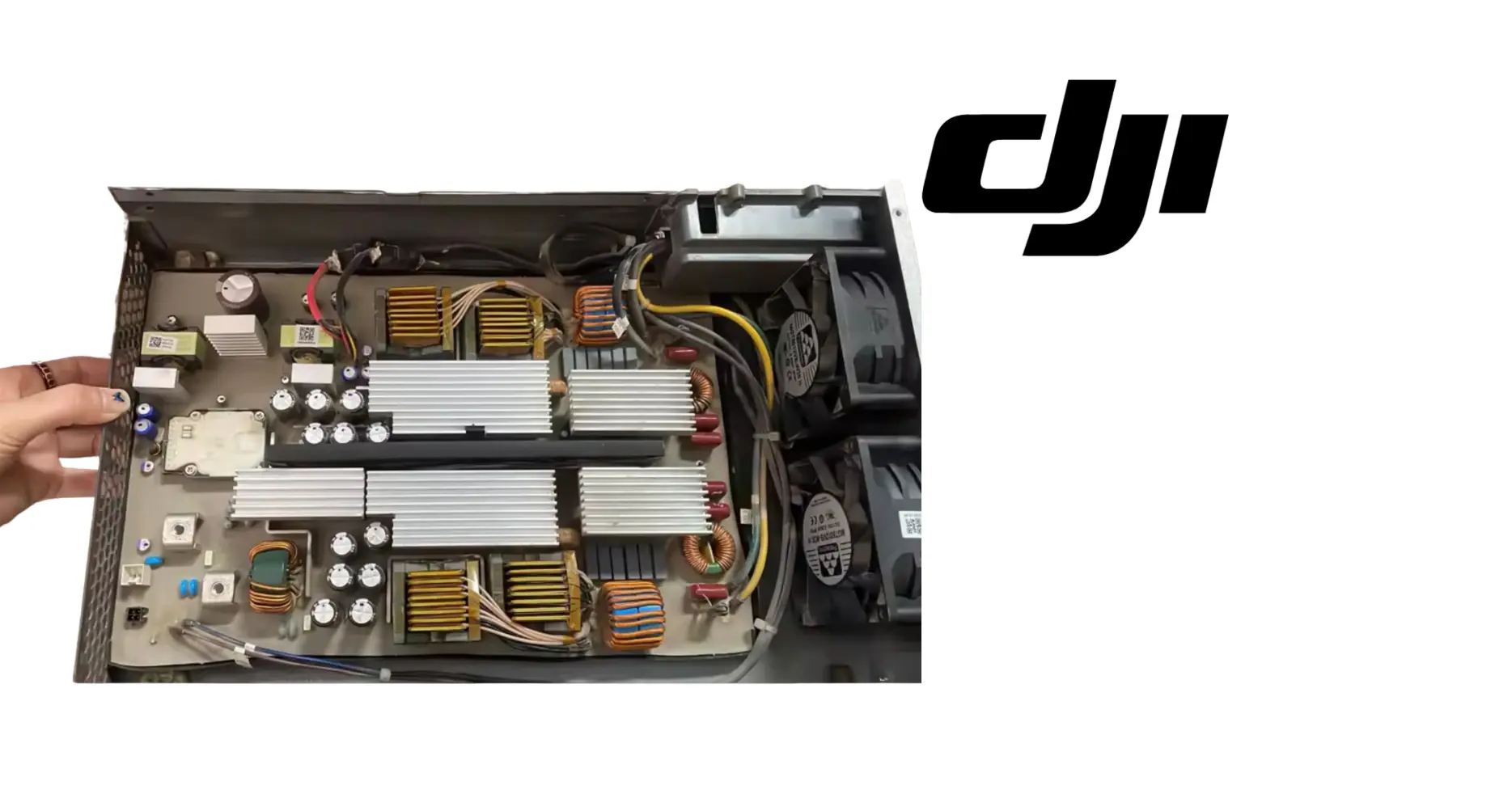 DJI Agras AC-DC power module open frame with transformers and wiring