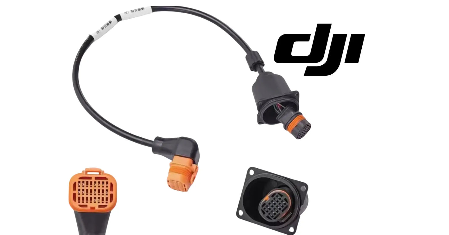 DJI Agras T50 signal cable with orange connector and circular plug