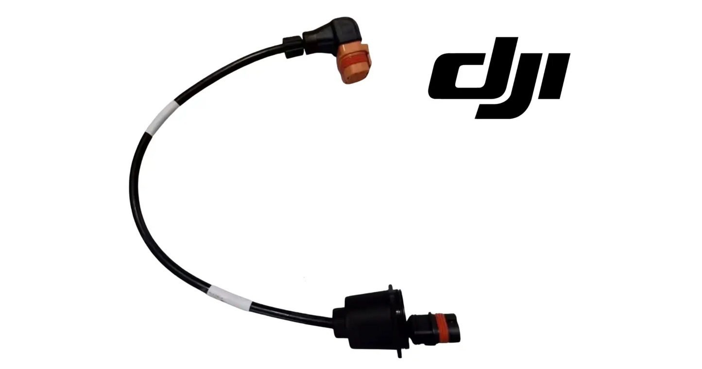 DJI Agras T50 signal cable with curved black housing and orange contact tips