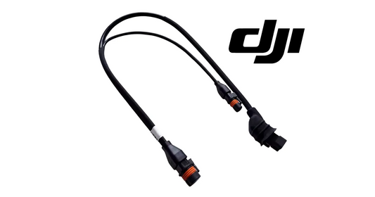 DJI Agras adapter signal cable with two connectors, black with orange accents