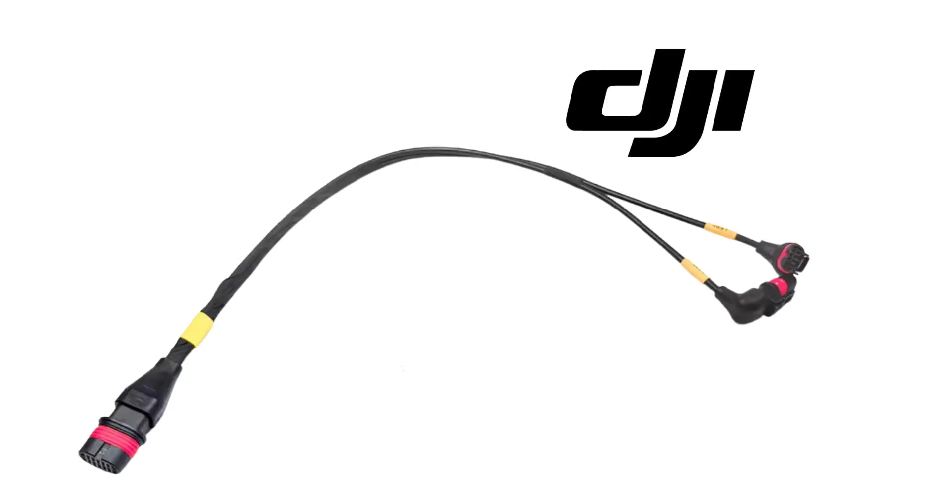 DJI Agras T50 auxiliary bottom light signal cable with two connectors, black with yellow bands