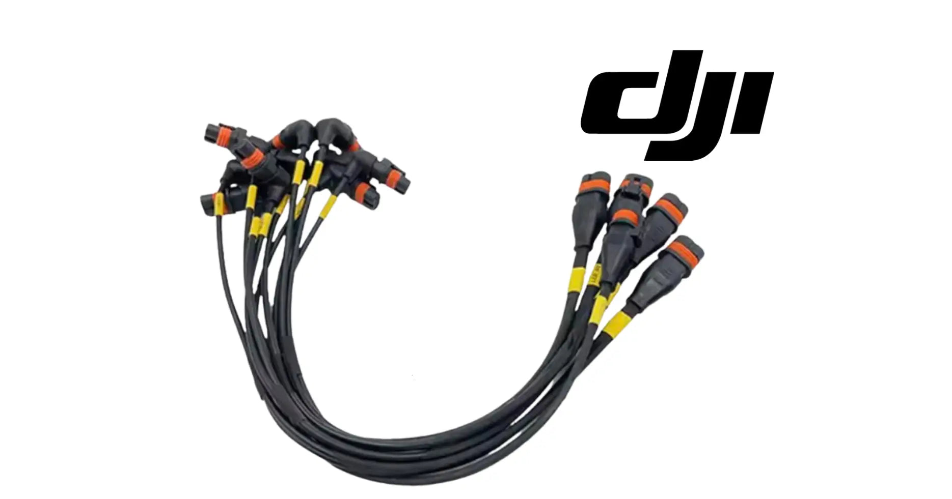 Auxiliary bottom light signal cable with multiple connectors, black cable with yellow bands