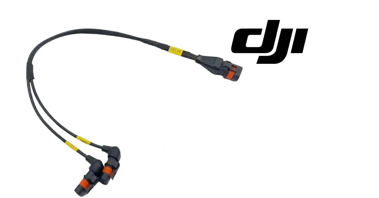 Auxiliary bottom light signal cable with two inline connectors, black with yellow band