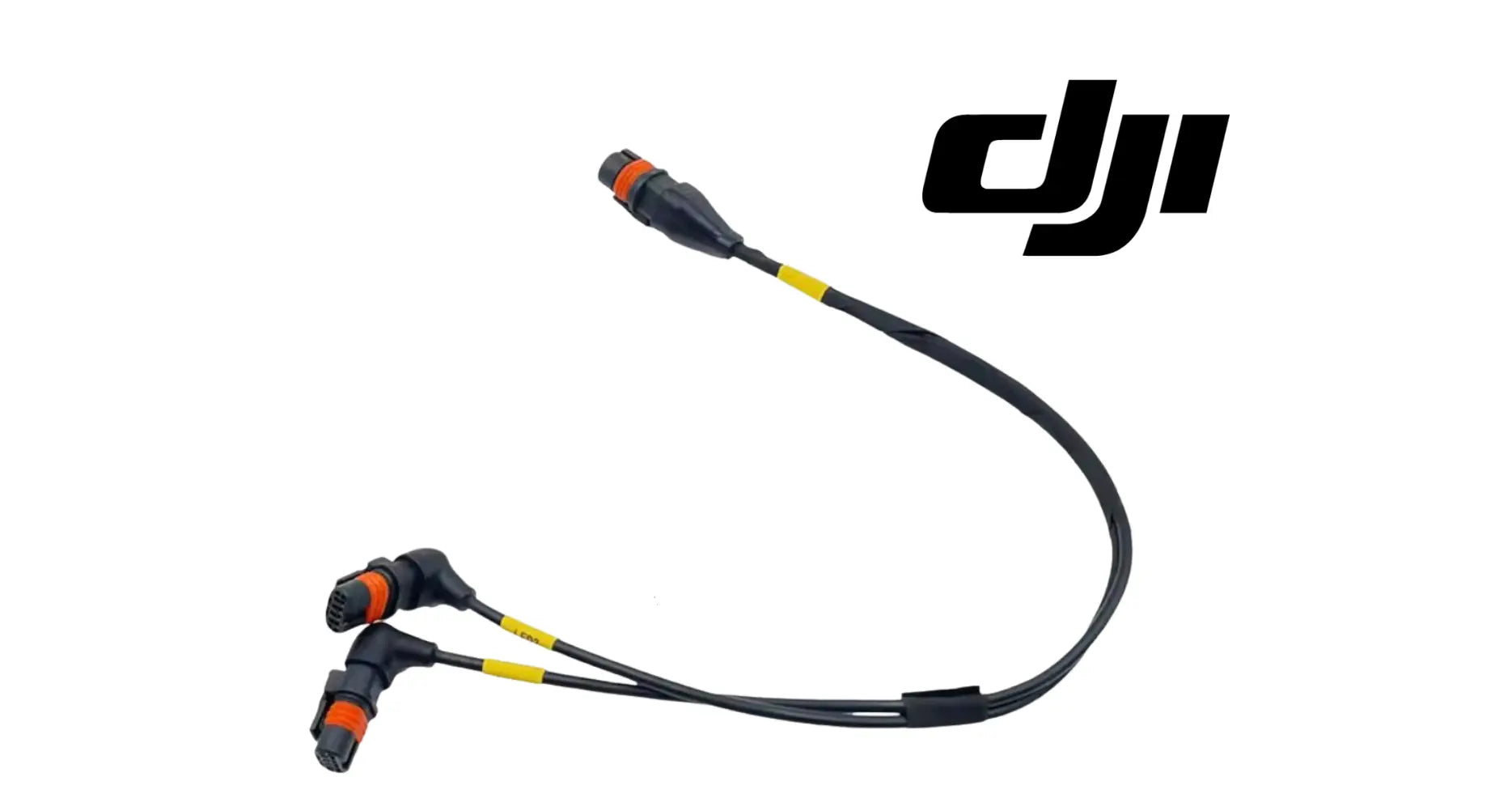 Auxiliary bottom light signal cable with two end connectors, black wire with yellow bands