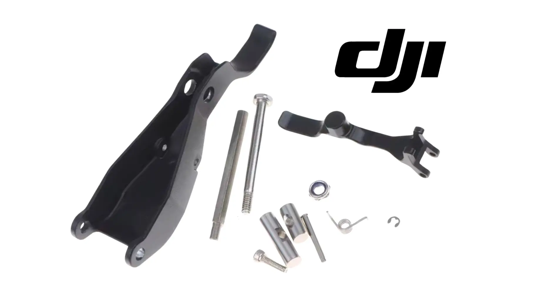 DJI OEM locking piece handle set with bracket, pins, and hardware, black