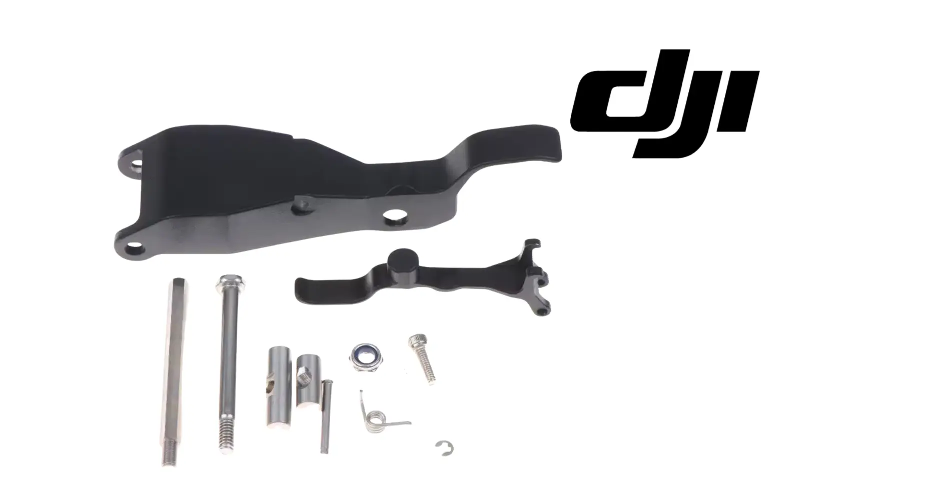 DJI OEM locking piece handle set with bracket, screws, and metal pins, black