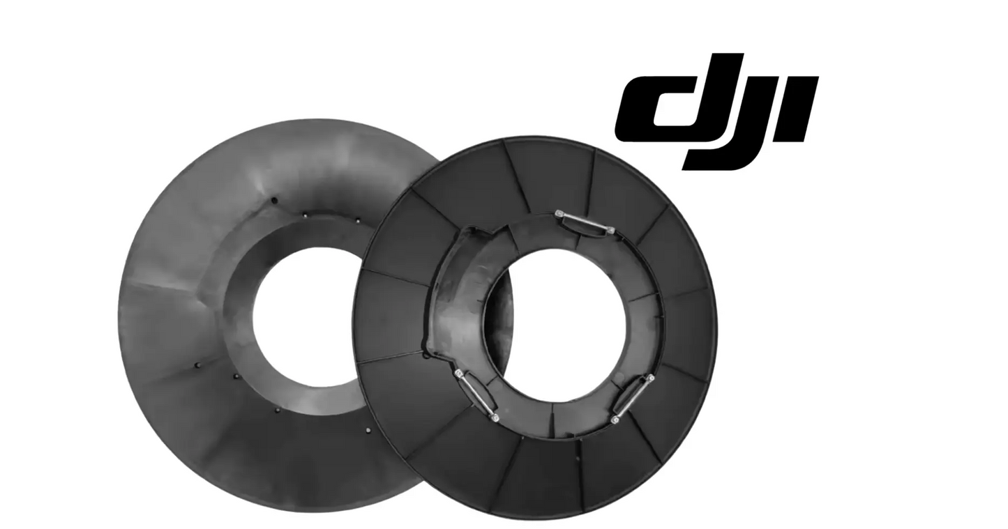 DJI Agras T50 spreading system baffle set, two black circular plastic discs with clips