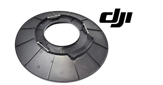 DJI Agras T50 spreading system baffle, dark circular plastic ring with metal clip hardware