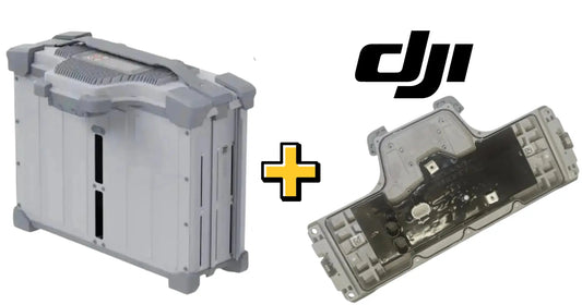 DJI battery pack with motherboard and lid, grey casing with circuit board details