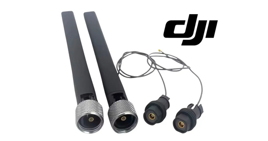 External remote antenna set with two gray rods, cables, and connector ends