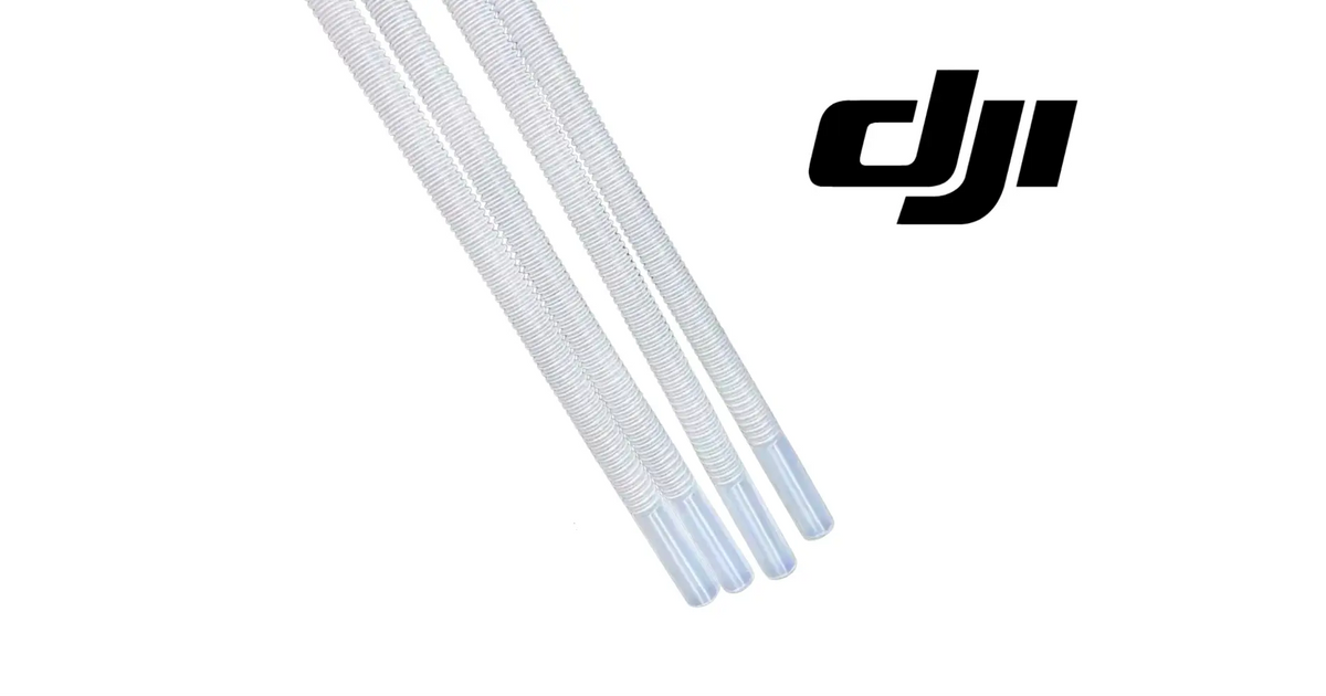 DJI Agras spray hose bellow, light blue ribbed tubes with curved ends