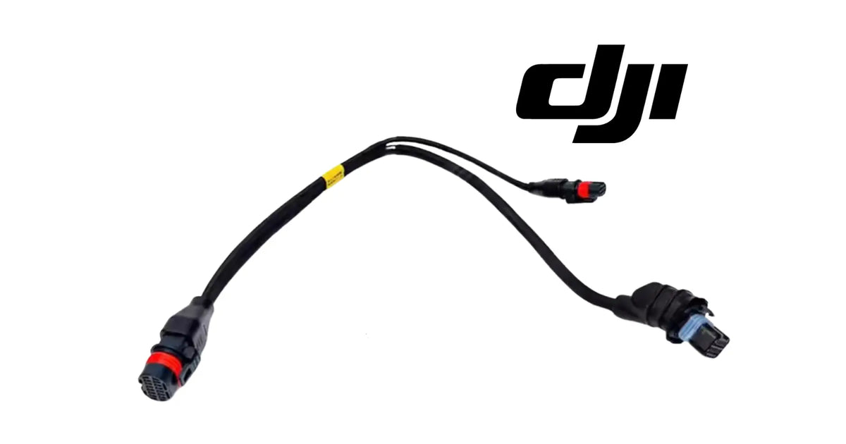 DJI Agras adapter cable with side connector ends and inline sealed plug.