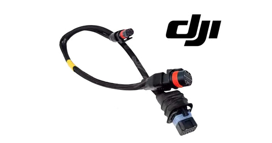 DJI Agras adapter cable with angled connectors and sealed plug interfaces.