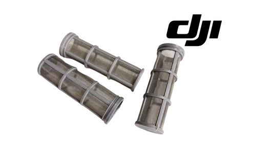 DJI sprayer tank filter cartridges, gray mesh cylindrical screens and end caps