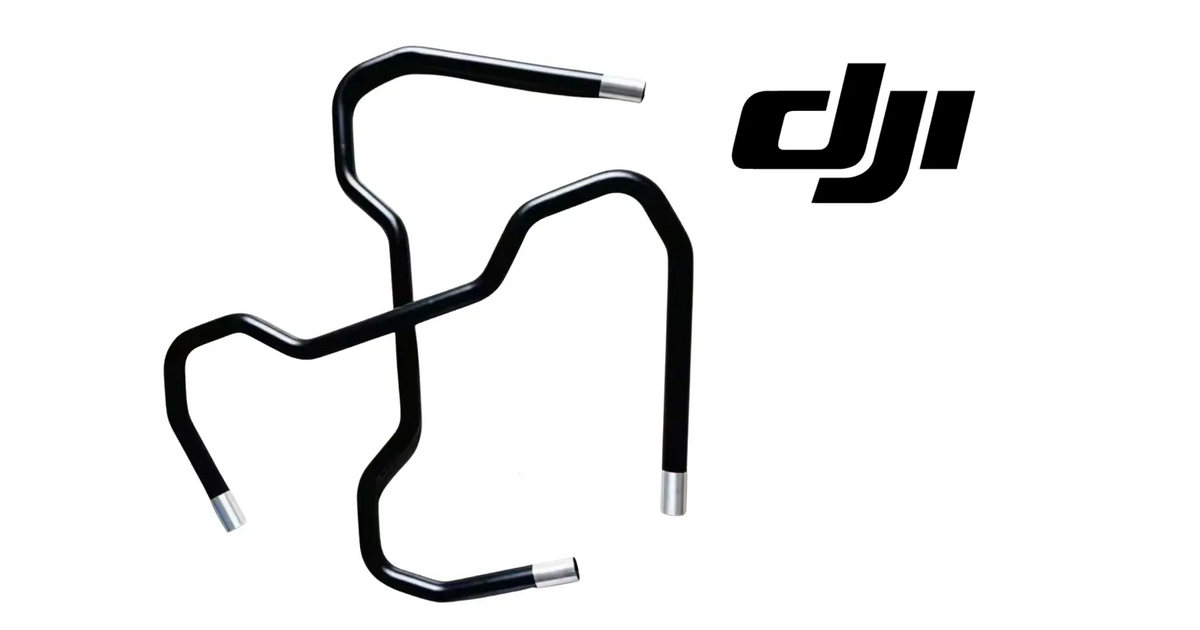 DJI Agras T20P landing gear frame with curved black support bars and silver-colored tips