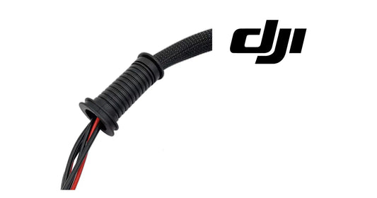DJI arm ESC cable rubber sleeve with cable leads, black ribbed sleeve and wire ends