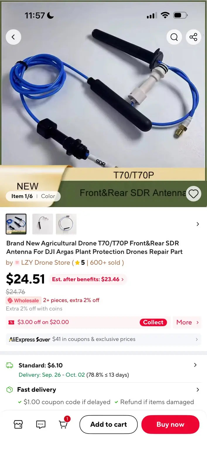 DJI Agras T70P Front & Rear SDR Antenna Set supplier reference image