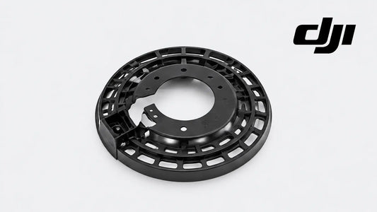 DJI Agras motor bottom cover, black circular vented housing with mounting holes