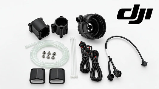 DJI T70P OEM rear spray head kit with hoses, wiring harness, and mounting brackets