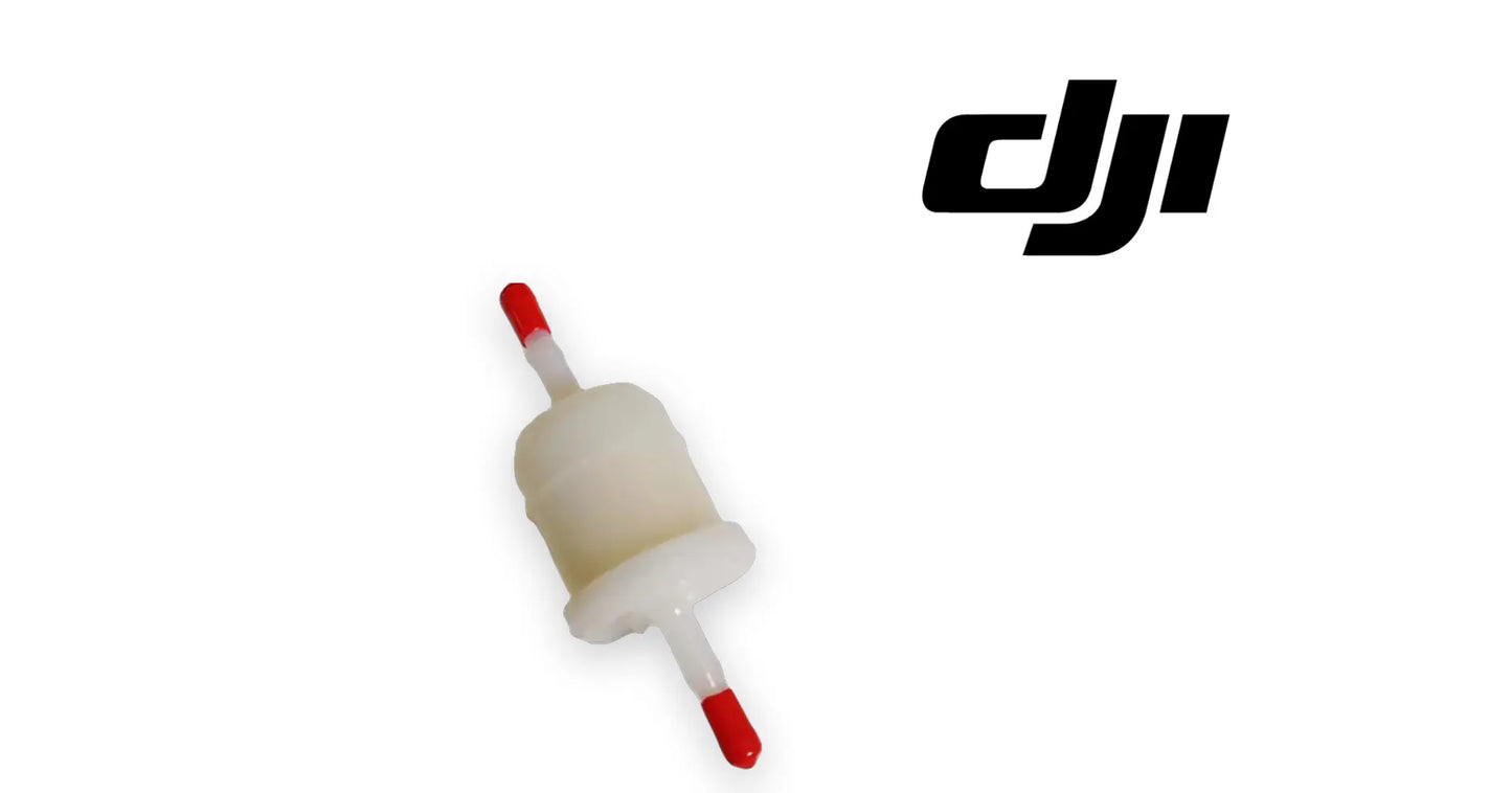 Inline fuel filter with translucent housing and red end caps