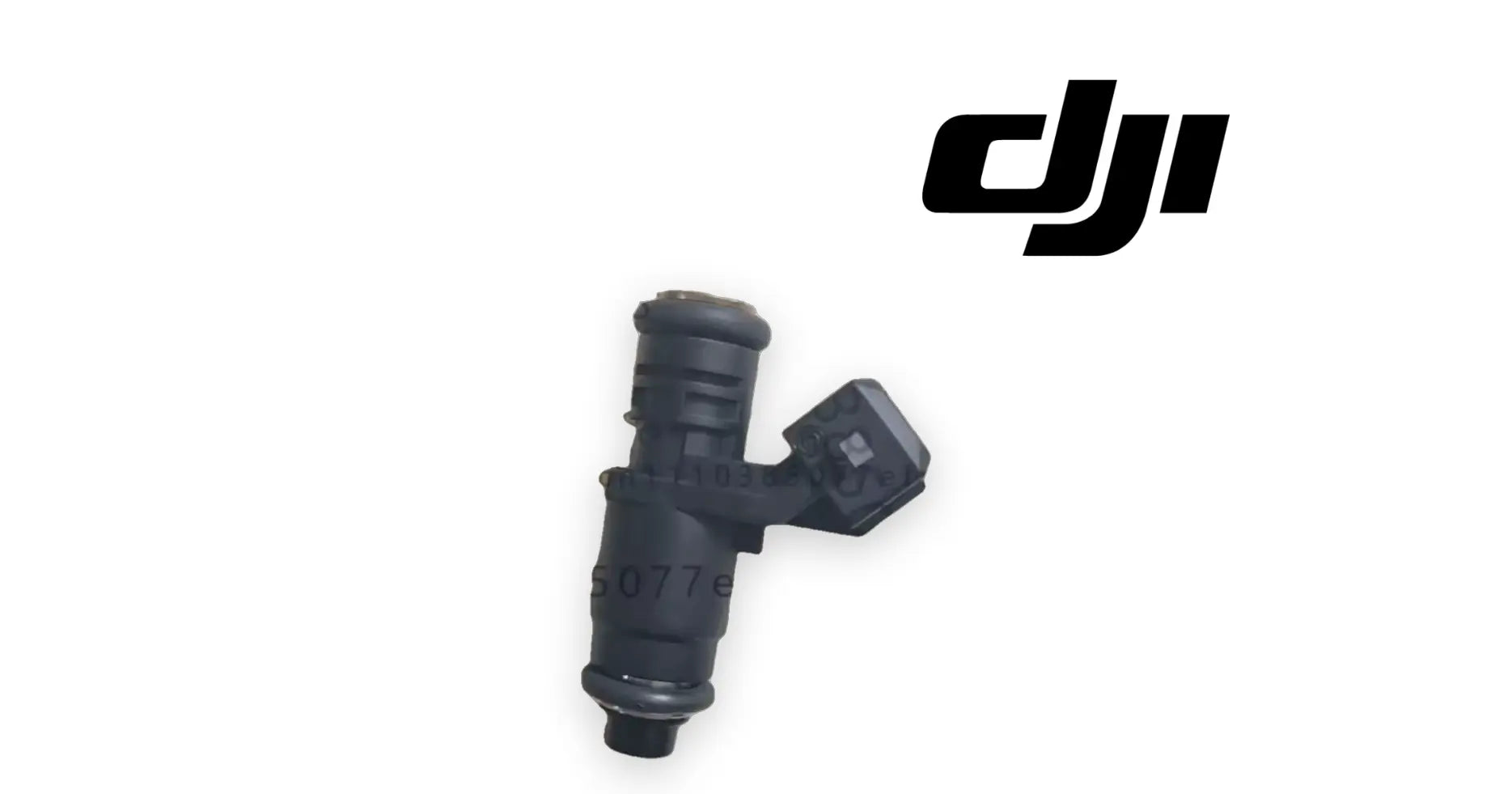 Black EFI fuel injector nozzle with electrical connector, compact cylindrical body