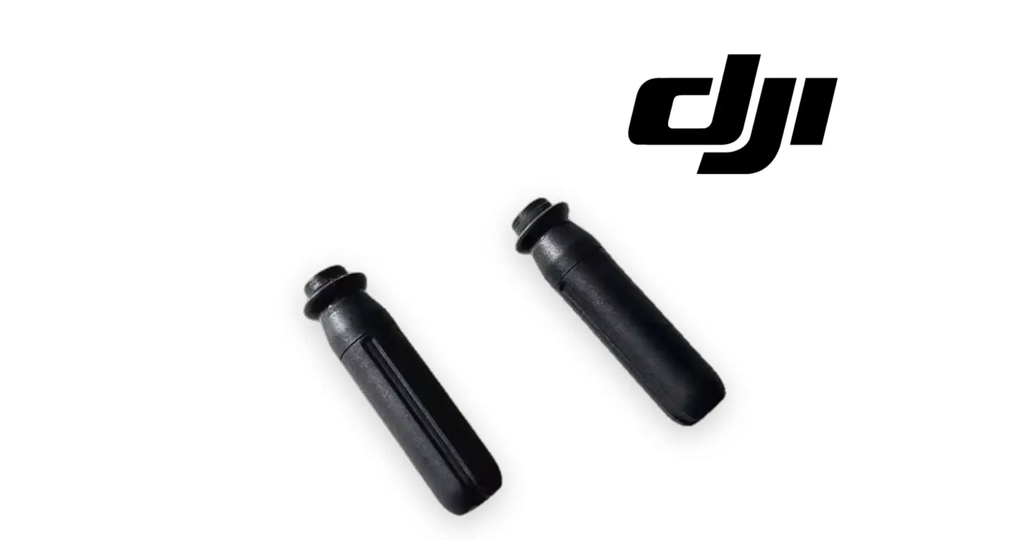DJI relay module antennas, pair of black cylinders—one upright, one tilted